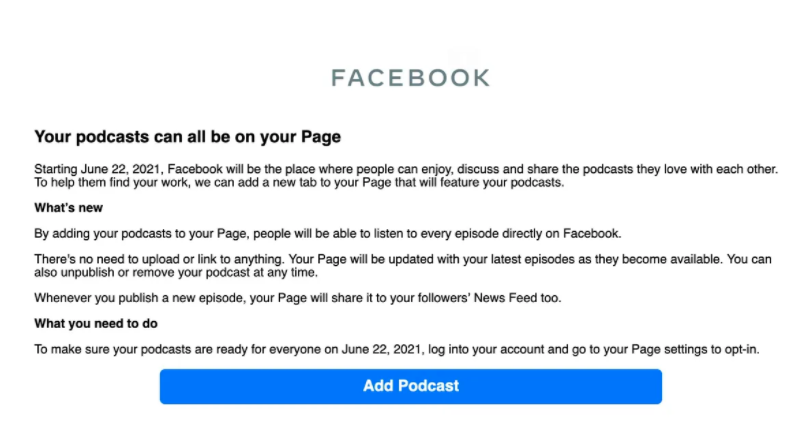 Facebook запустит в соцсети сервис для подкастов с 22 июня